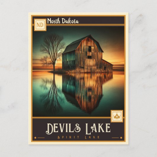 Devils Lake, North Dakota | Antiek Briefkaart (Voorkant)