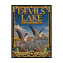 Devils Lake North Dakota Vintage Art Deco Gouden