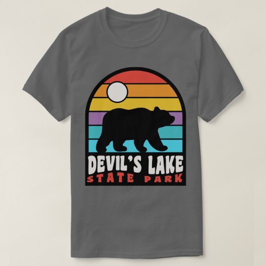 Devils Lake State Park Wisconsin Retro Sunset Beer T-shirt (Design voorkant)