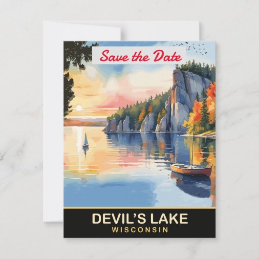 Devil's Lake Wisconsin Klif Bruiloft Uitnodiging (Voorkant)