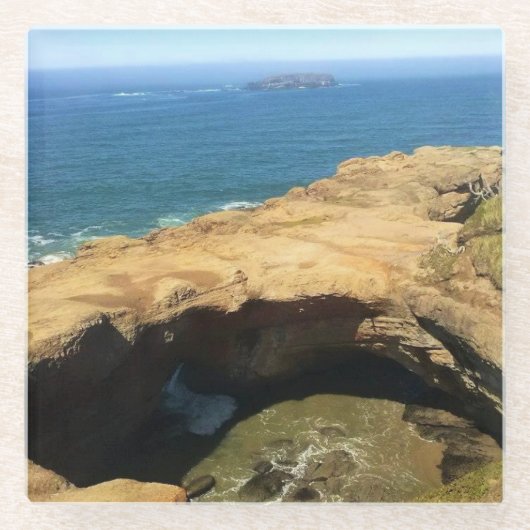 Devil's Punchbowl & Otter Rock, Oregon Glazen Onderzetter (Voorkant)