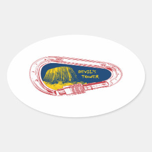Devil's toren, klimmer Carabiner Ovale Sticker