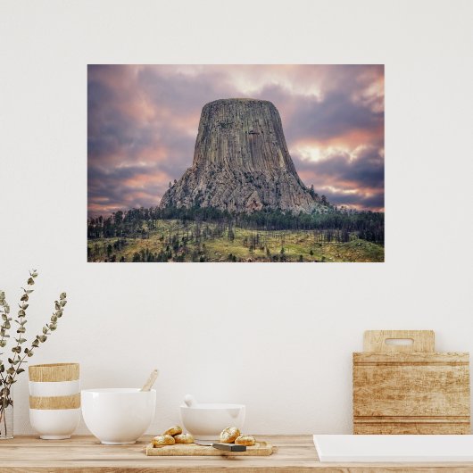 Devils Tower Amazing Clouds Poster (Keuken)