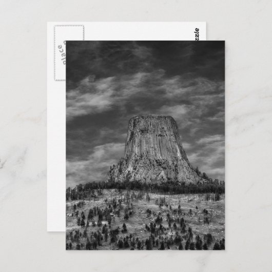 Devils Tower in Wyoming Black en White Briefkaart (Voorkant / Achterkant)