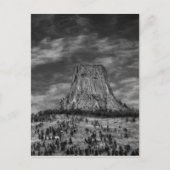 Devils Tower in Wyoming Black en White Briefkaart (Voorkant)