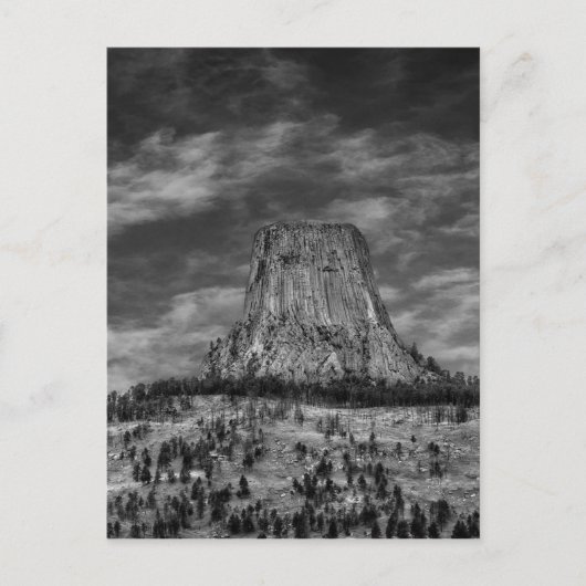 Devils Tower in Wyoming Black en White Briefkaart (Voorkant)
