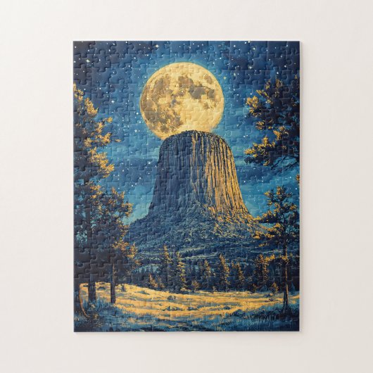 Devils Tower Monument Night Schilderachtig Uitzich Legpuzzel (Verticaal)