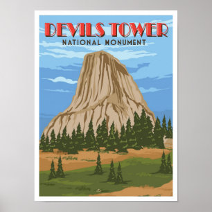 Devils Tower Nationaal Monument Vintage Travel Poster