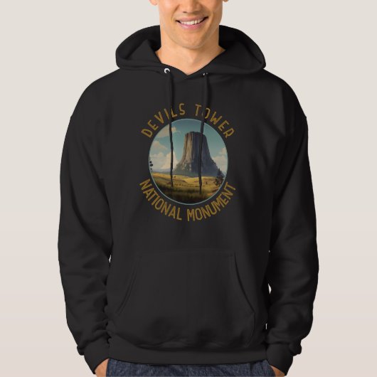 Devils Tower National Monument Distress Cirument ( Hoodie (Voorkant)