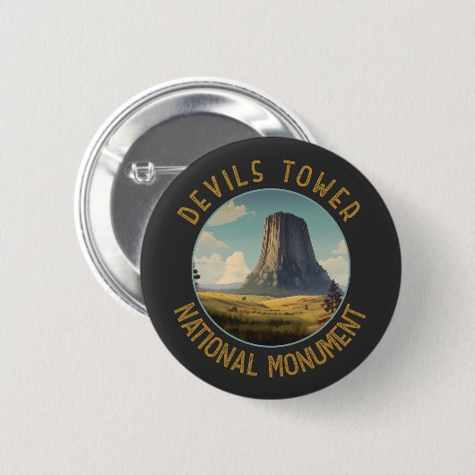 Devils Tower National Monument Distress Cirument ( Ronde Button 5,7 Cm (Voorkant /achterkant)