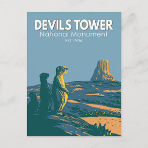 Devils Tower National Monument Prairie Dog Vintage Briefkaart