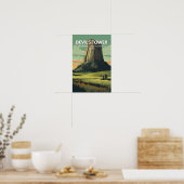 Devils Tower National Monument Reis Kunst Vintage Poster (Keuken)