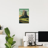 Devils Tower National Monument Reis Kunst Vintage Poster (Thuiskantoor)