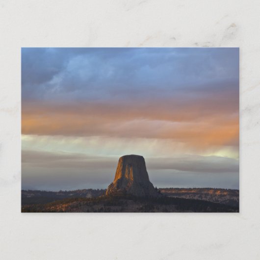 Devils Tower National Monument, Storm bij zonsonde Briefkaart (Voorkant)
