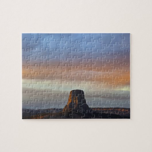 Devils Tower National Monument, Storm bij zonsonde Legpuzzel (Horizontaal)