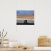 Devils Tower National Monument, Storm bij zonsonde Poster (Keuken)