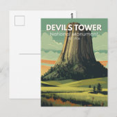 Devils Tower National Monument Travel Art  Briefkaart (Voorkant / Achterkant)