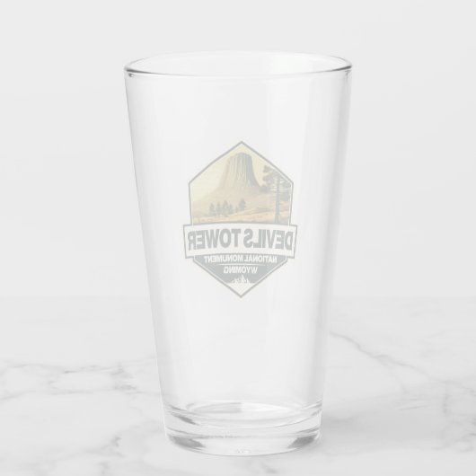 Devils Tower National Monument Travel Art  Glas (Achterkant)