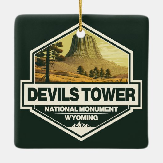 Devils Tower National Monument Travel Art  Keramisch Ornament (Achterkant)