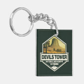 Devils Tower National Monument Travel Art Sleutelhanger (Voorkant Links)