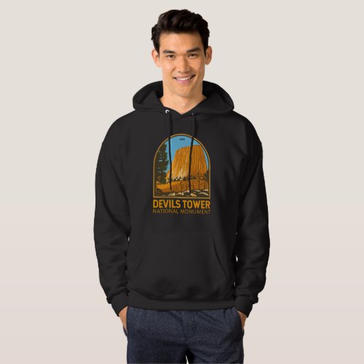 Devils Tower National Monument Wyoming Emblem Hoodie (Voorkant volledig)