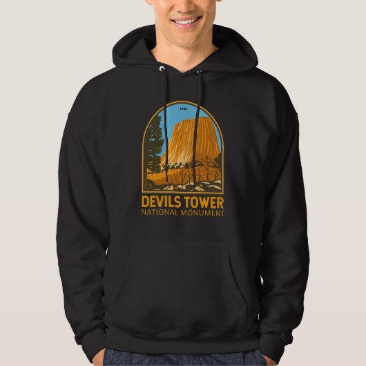 Devils Tower National Monument Wyoming Emblem Hoodie (Voorkant)