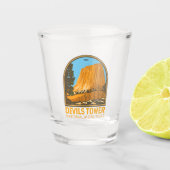 Devils Tower National Monument Wyoming Emblem Shot Glas (Voorkant)