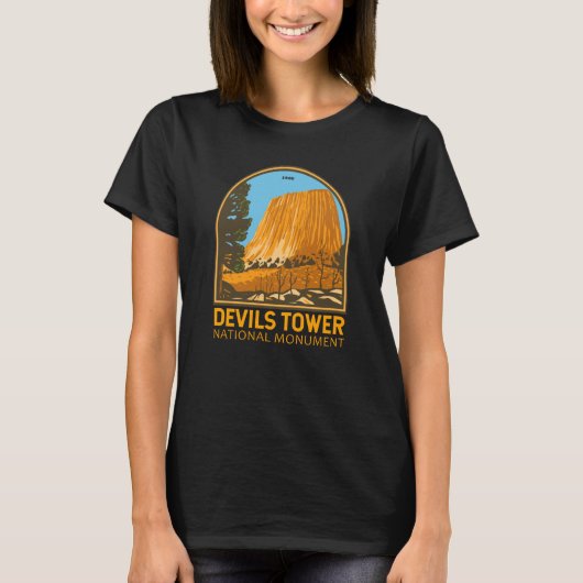 Devils Tower National Monument Wyoming Emblem T-Sh T-shirt (Voorkant)