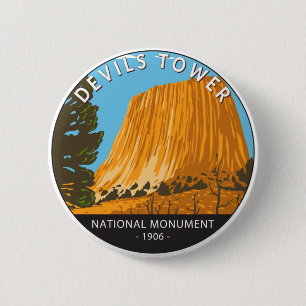 Devils Tower National Monument Wyoming  Ronde Button 5,7 Cm