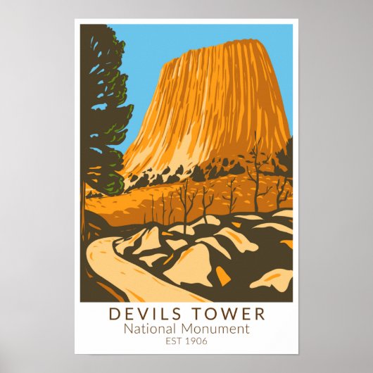 Devils Tower National Monument Wyoming Vintage Poster (Voorkant)