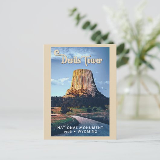 Devils Tower National Monument Wyoming Waterverf Briefkaart (Staand voorkant)