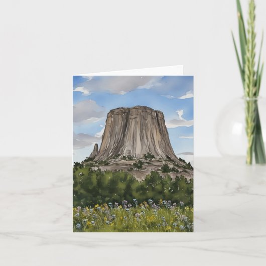 Devils Tower National Monument Wyoming Waterverf Kaart (Voorkant)