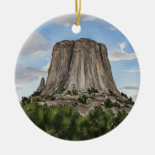 Devils Tower National Monument Wyoming Waterverf Keramisch Ornament (Voorkant)