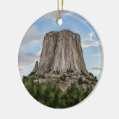 Devils Tower National Monument Wyoming Waterverf Keramisch Ornament (Links)