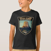 Devils Tower National Monument Wyoming Waterverf  T-shirt (Voorkant)