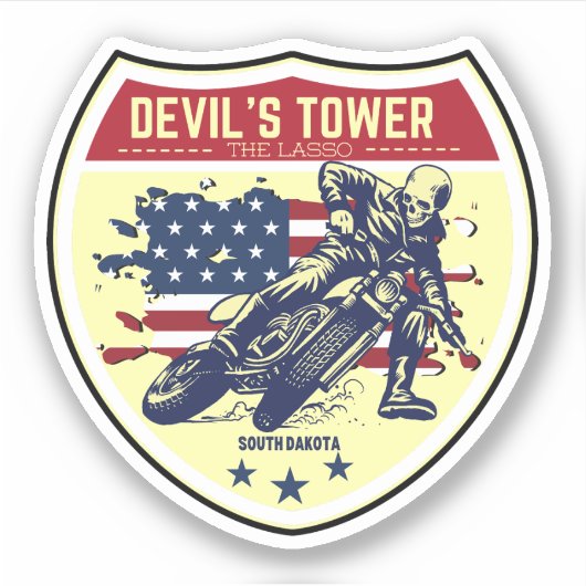 Devil's Tower Road - de lasso Motorfiets wegrit Sticker (Voorkant)