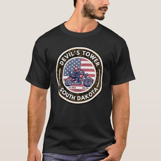 Devil's Tower Road - het lasso Motorcycle Road-ges T-shirt (Voorkant)