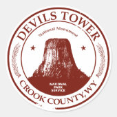 Devils Tower Ronde Sticker (Voorkant)