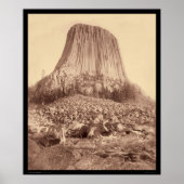 Devil's Tower van West Side WY 1890 Poster (Voorkant)