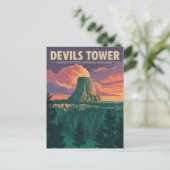 Devils Tower Vintage Travel Poster Briefkaart (Staand voorkant)