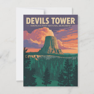 Devils Tower Vintage Travel Poster Briefkaart