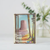 Devils Tower, Wyoming Camping print. Briefkaart (Staand voorkant)