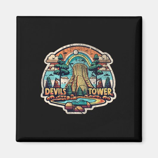 Devils Tower Wyoming Nationaal Monument Retro Vint Magneet (Voorkant)