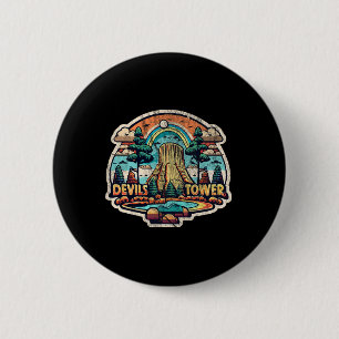 Devils Tower Wyoming Nationaal Monument Retro Vint Ronde Button 5,7 Cm