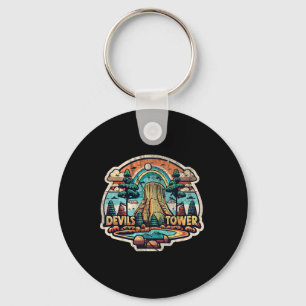 Devils Tower Wyoming Nationaal Monument Retro Vint Sleutelhanger