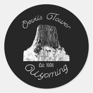 Devils Tower Wyoming National Monument Retro Ouder Ronde Sticker