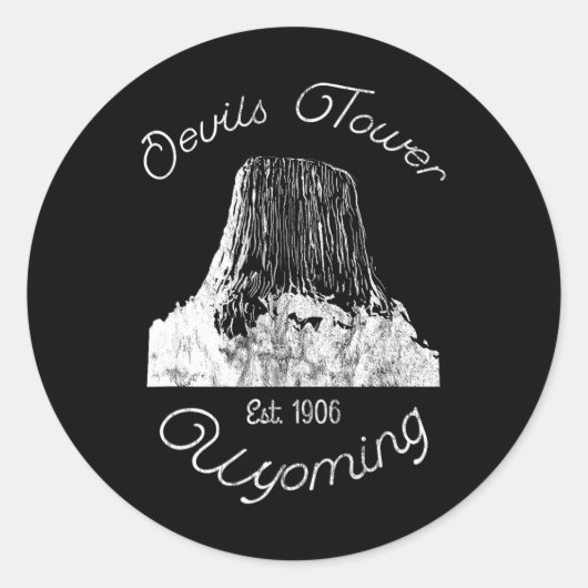 Devils Tower Wyoming National Monument Retro Ouder Ronde Sticker (Voorkant)
