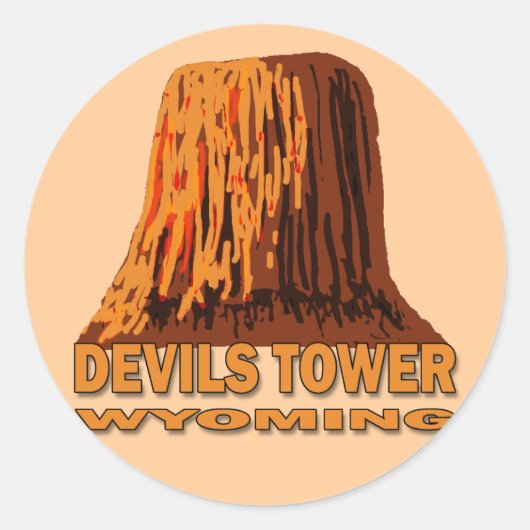 DEVILS TOWER WYOMING RONDE STICKER (Voorkant)