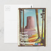 Devils Tower, Wyoming vintage campingprint. Briefkaart (Voorkant / Achterkant)