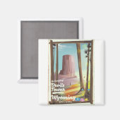 Devils Tower, Wyoming vintage campingprint. Magneet (Voorkant / Achterkant)